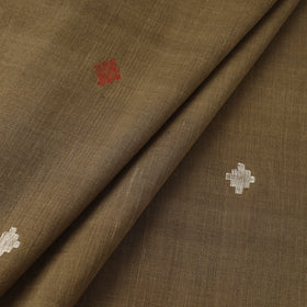 Brown Handspun Handloom Natural Dyed Cotton Jamdani Fabric