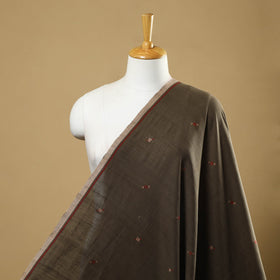 Brown Handspun Handloom Natural Dyed Cotton Jamdani Fabric