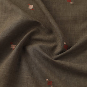 Brown Handspun Handloom Natural Dyed Cotton Jamdani Fabric