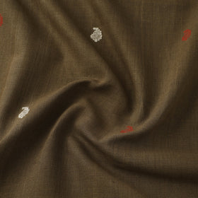 Brown Handspun Handloom Natural Dyed Cotton Jamdani Fabric