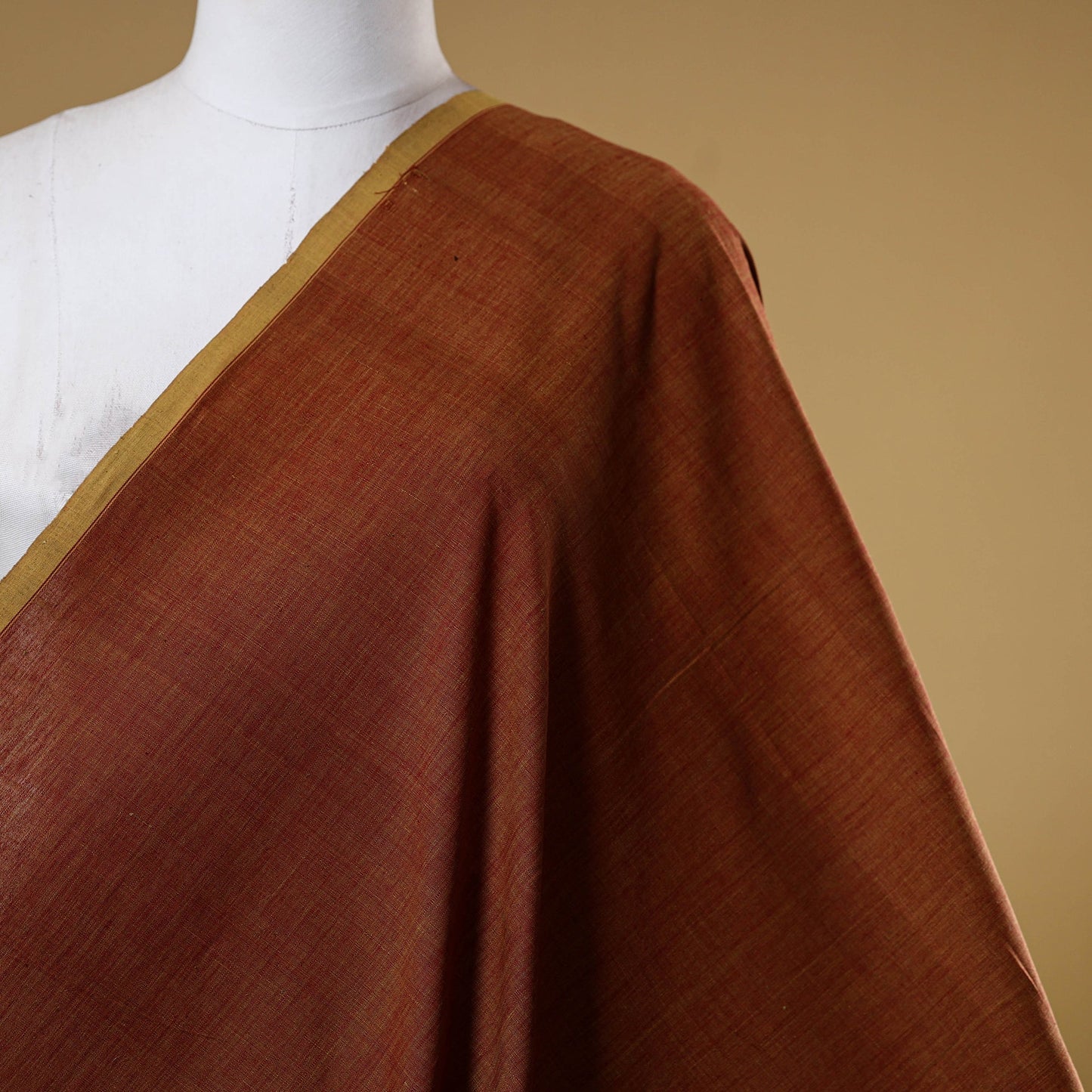 Brown - handspun handloom natural dyed cotton kora plain