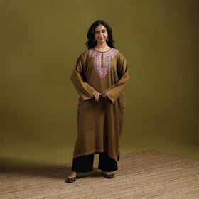 Handwoven aari hand embroidered kashmiri merino wool pheran