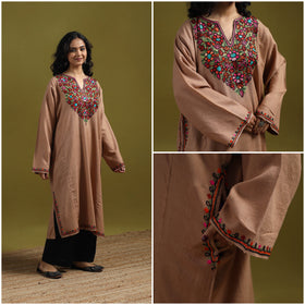 Handwoven aari hand embroidered kashmiri merino wool pheran