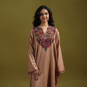 Handwoven aari hand embroidered kashmiri merino wool pheran