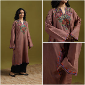 Handwoven aari hand embroidered kashmiri merino wool pheran