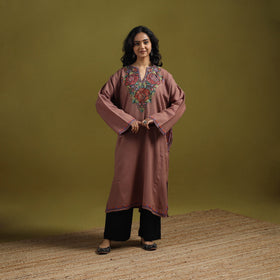 Handwoven aari hand embroidered kashmiri merino wool pheran