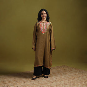 Handwoven aari hand embroidered kashmiri merino wool pheran