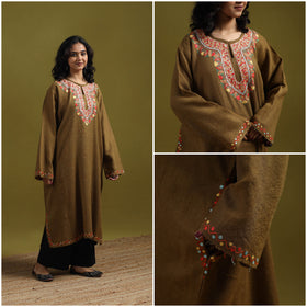 Handwoven aari hand embroidered kashmiri merino wool pheran