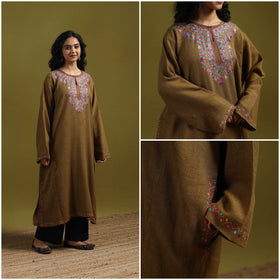 Handwoven aari hand embroidered kashmiri merino wool pheran