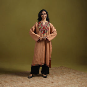 Handwoven aari hand embroidered kashmiri merino wool pheran