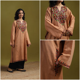 Handwoven aari hand embroidered kashmiri merino wool pheran