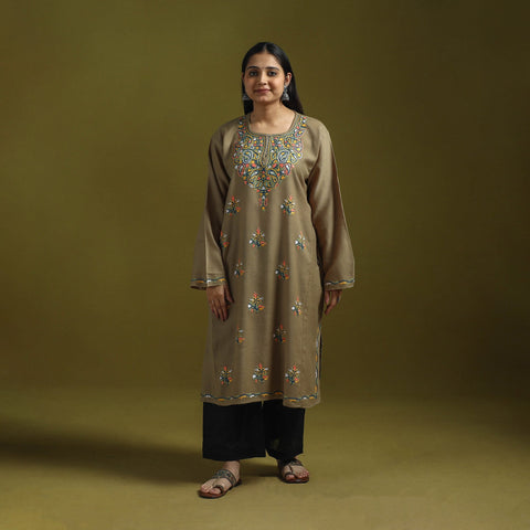 Handwoven aari hand embroidered kashmiri pure wool pheran