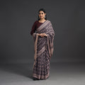  Brown Handwoven Merino Wool Bagh Block Print Saree