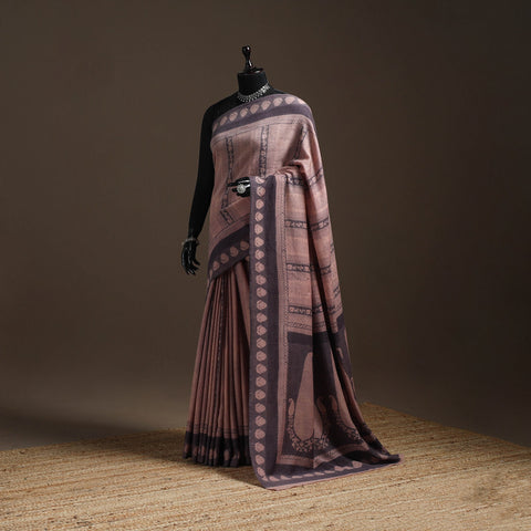 Handwoven merino wool natural dyed hand bagh saree 02