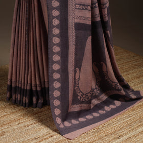 Handwoven merino wool natural dyed hand bagh saree 02