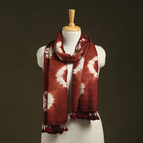 Brown - handwoven tussar x merino wool tie-dye shibori