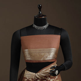 Brown - handwoven zari jaal work mulberry x muga silk heavy