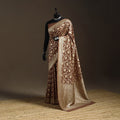 Brown - handwoven zari jaal work mulberry x muga silk heavy