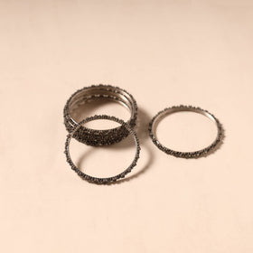 Brown - hapur flower beadwork bangles by aagaz (set of 6)