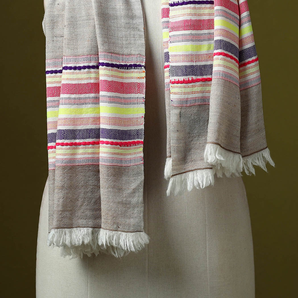 Himalayan handspun handwoven pure pashmina wool stole 16