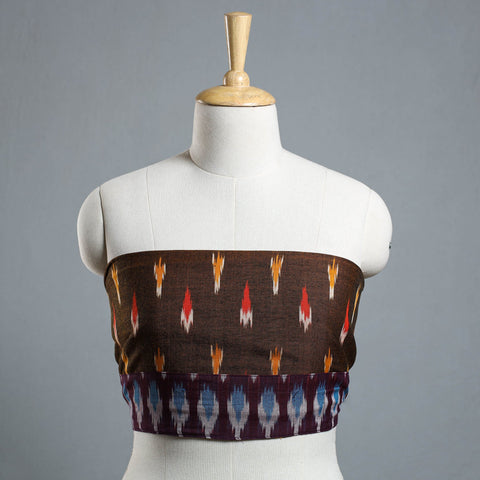 Brown - ikat cotton blouse piece 11 - handcrafted