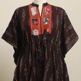 Buy Ikat Cotton Kaftan with Desert Thread Embroidery