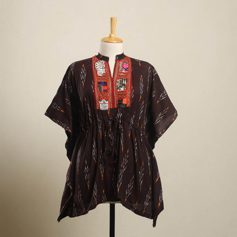 Buy Ikat Cotton Kaftan with Desert Thread Embroidery