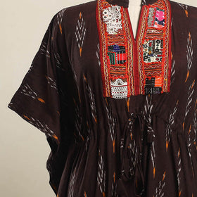 Buy Ikat Cotton Kaftan with Desert Thread Embroidery