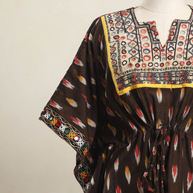 Ikat Cotton Kaftan with Desert Thread Embroidery (Short)