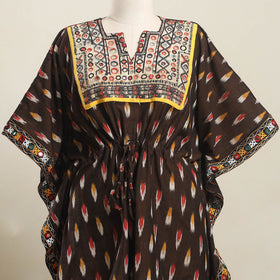 Ikat Cotton Kaftan with Desert Thread Embroidery (Short)