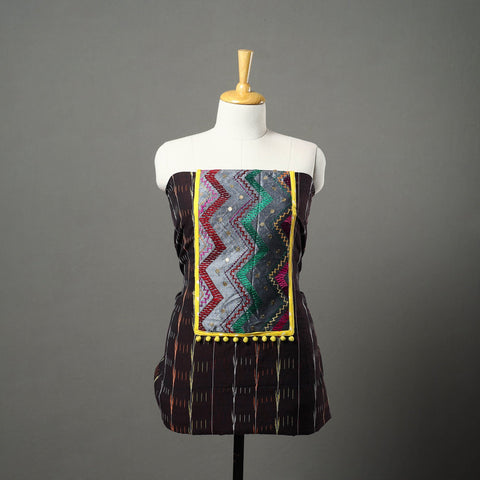 Brown - ikat cotton unstitched kurta material
