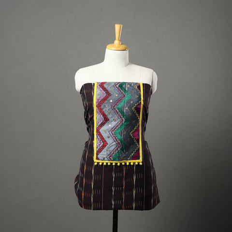 Brown - ikat cotton unstitched kurta material