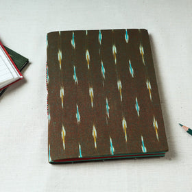 Brown - Ikat Fabric Cover Handmade Paper Notebook (9 x 7 in)