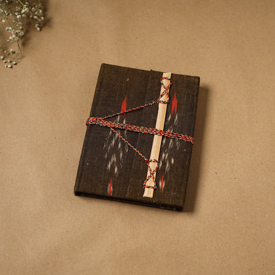 Ikat fabric cover handmade paper notebook with thread lock