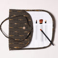  Ikat Fabric Multipurpose Segmented Make-up Brush Wrap Pouch/Case 