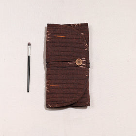  Ikat Fabric Multipurpose Segmented Make-up Brush Wrap Pouch/Case 