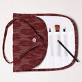  Ikat Fabric Multipurpose Segmented Make-up Brush Wrap Pouch/Case 