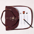  Ikat Fabric Multipurpose Segmented Make-up Brush Wrap Pouch/Case 