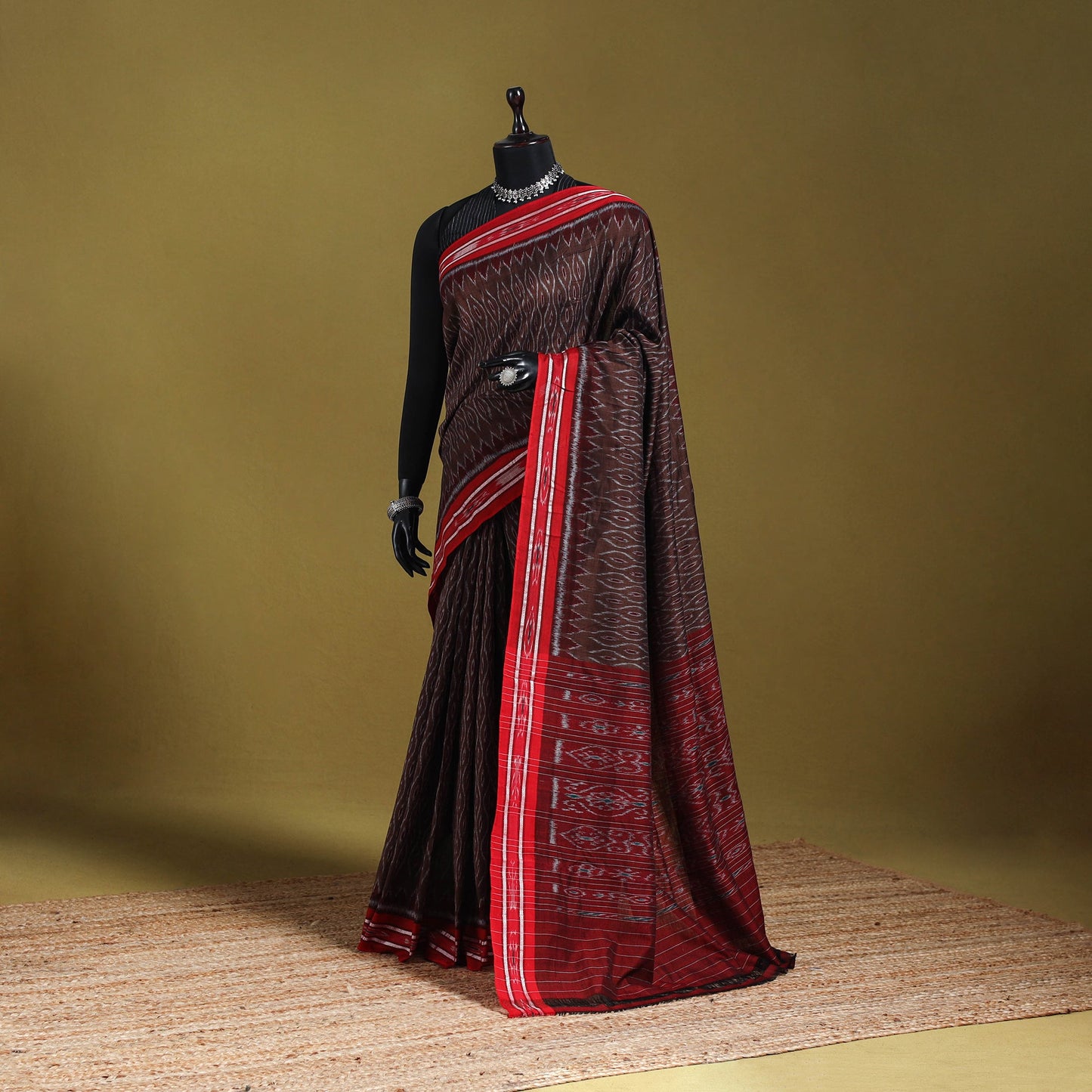 Brown - ikat handloom cotton sambalpuri saree 09