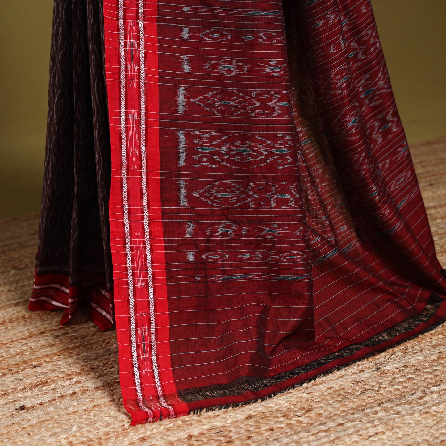 Brown - ikat handloom cotton sambalpuri saree 09