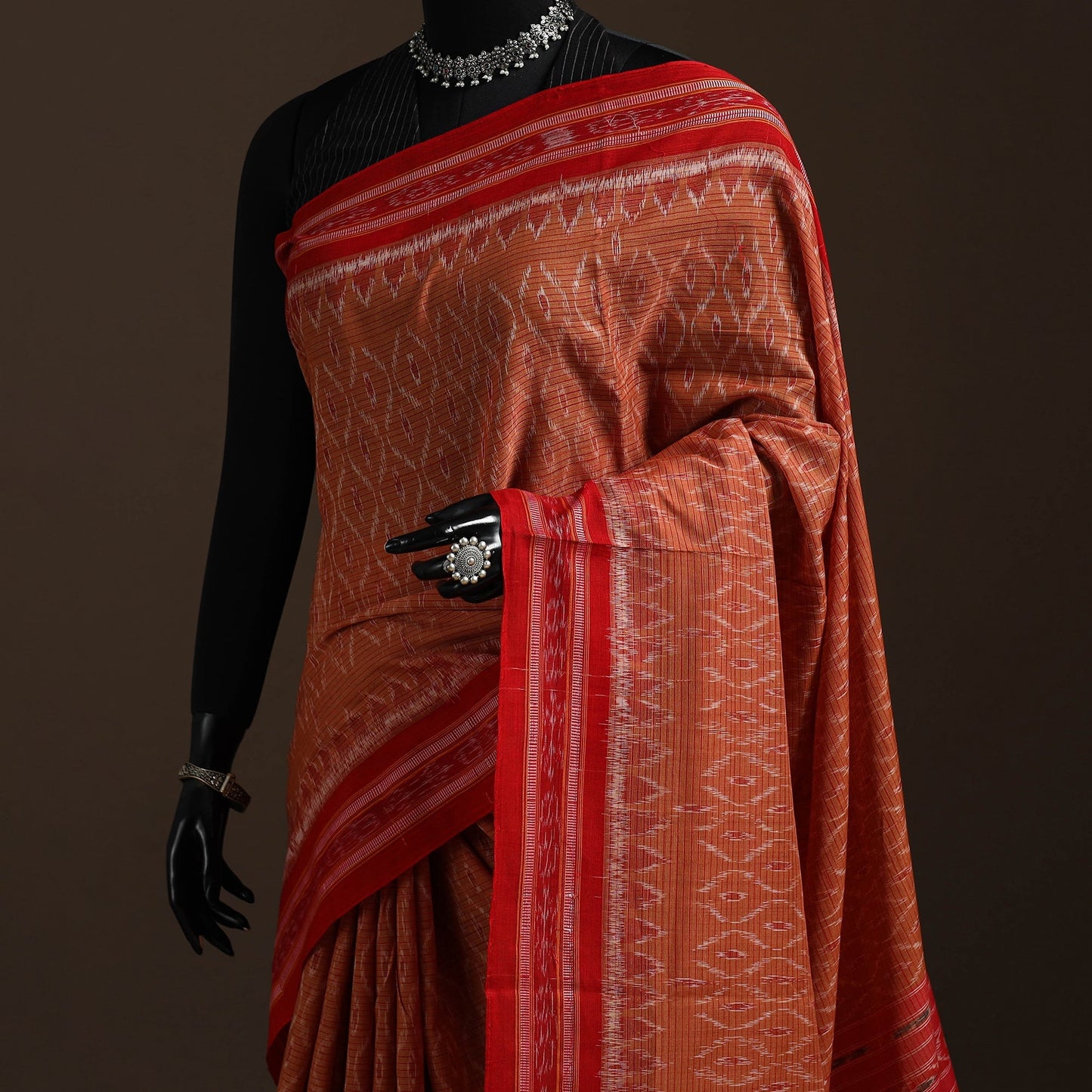 Ikat handloom cotton sambalpuri saree 21 - handcrafted