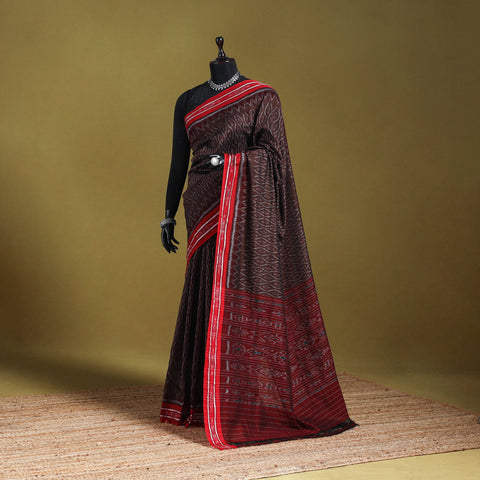 Brown - ikat handloom cotton sambalpuri saree 21