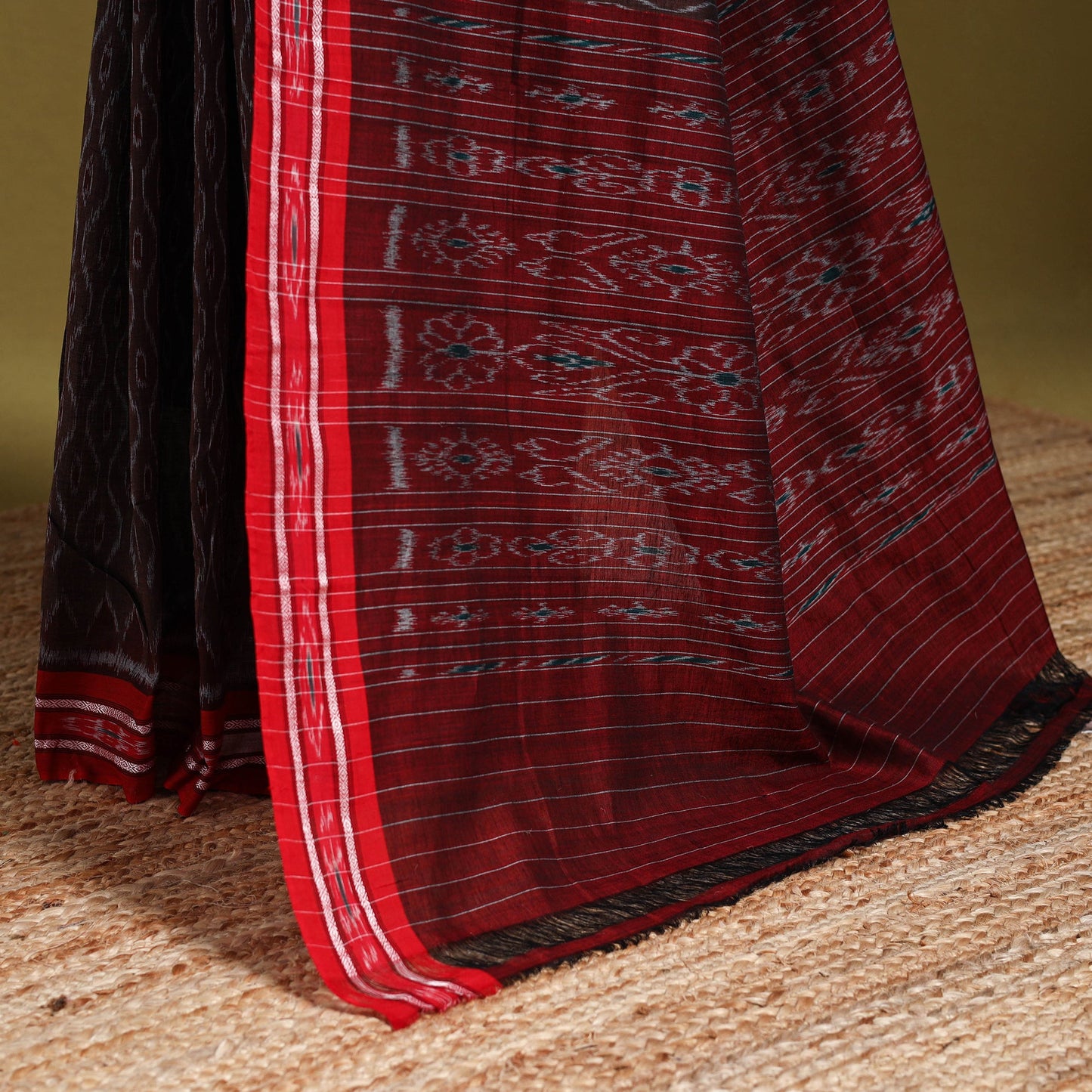 Brown - ikat handloom cotton sambalpuri saree 21