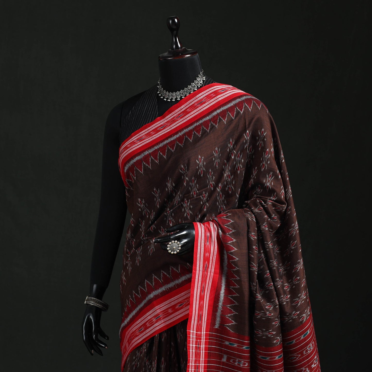 Ikat handloom cotton sambalpuri saree 34 - handcrafted