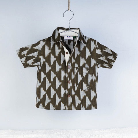 Buy Ikat Weave Cotton Half-Sleeve Kids Shirt