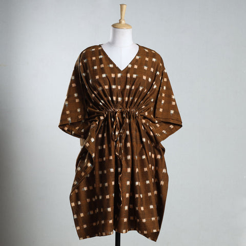  Ikat Weave Cotton Kaftan with Tie-Up Waist 