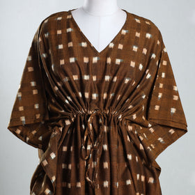  Ikat Weave Cotton Kaftan with Tie-Up Waist 