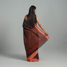 Brown - ikat weave handloom cotton sambalpuri saree 11