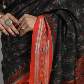 Brown - ikat weave handloom cotton sambalpuri saree 11