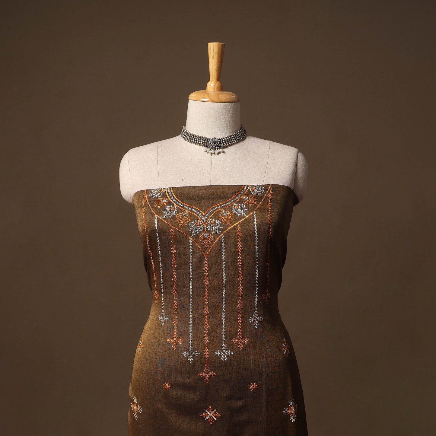 Ilkal kasuti embroidery cotton 3pc unstitched dress